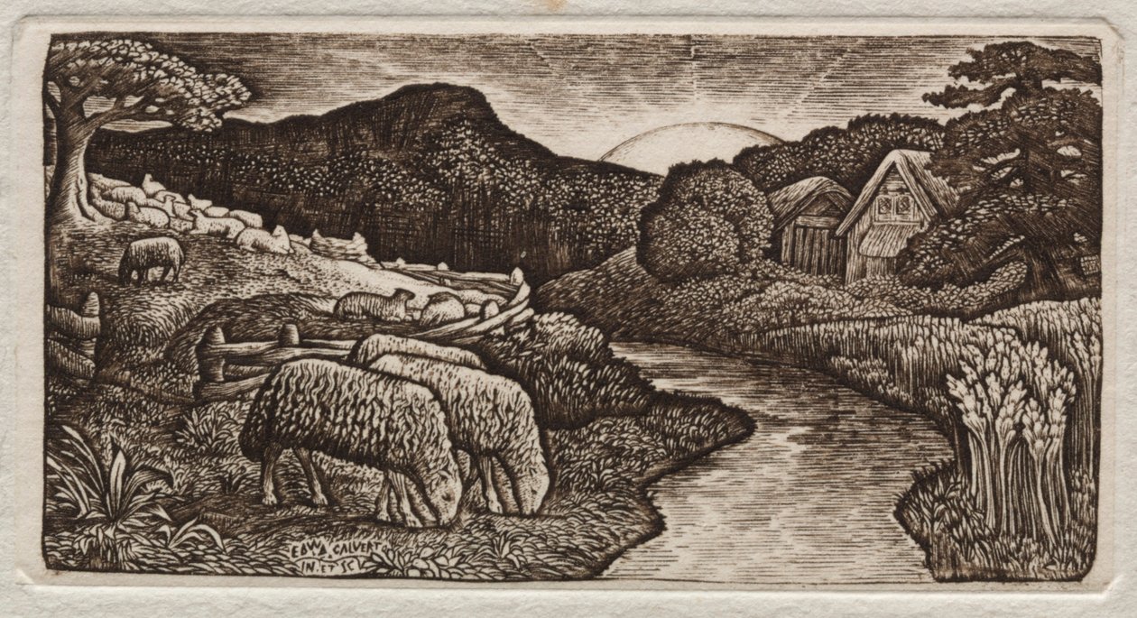 Le pecore del suo pascolo, 1828 da Edward Calvert