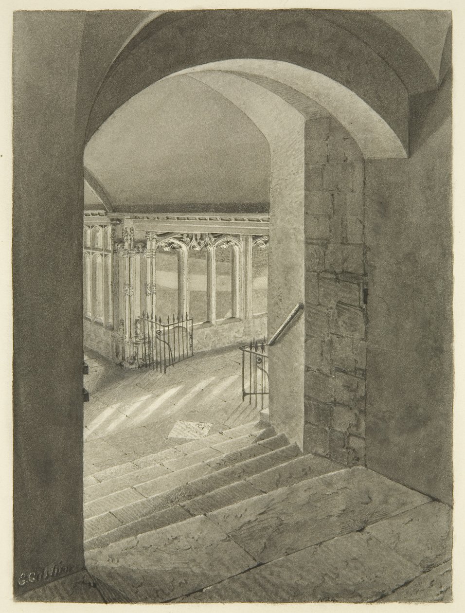 Ingresso ai chiostri dalla cattedrale di Bristol con la tomba di Edward Bird da Edward Cashin