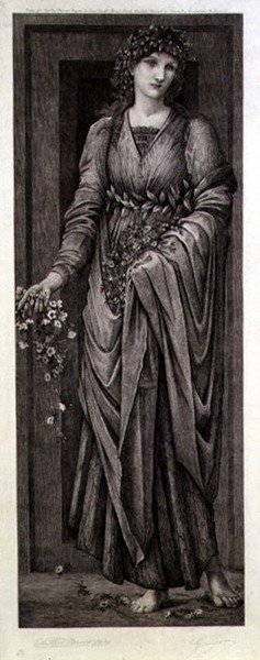 Flora, inciso da Eugene Gaujean (1850-1900) pub. da Thomas Agnew & Sons da Edward Coley (after) Burne Jones