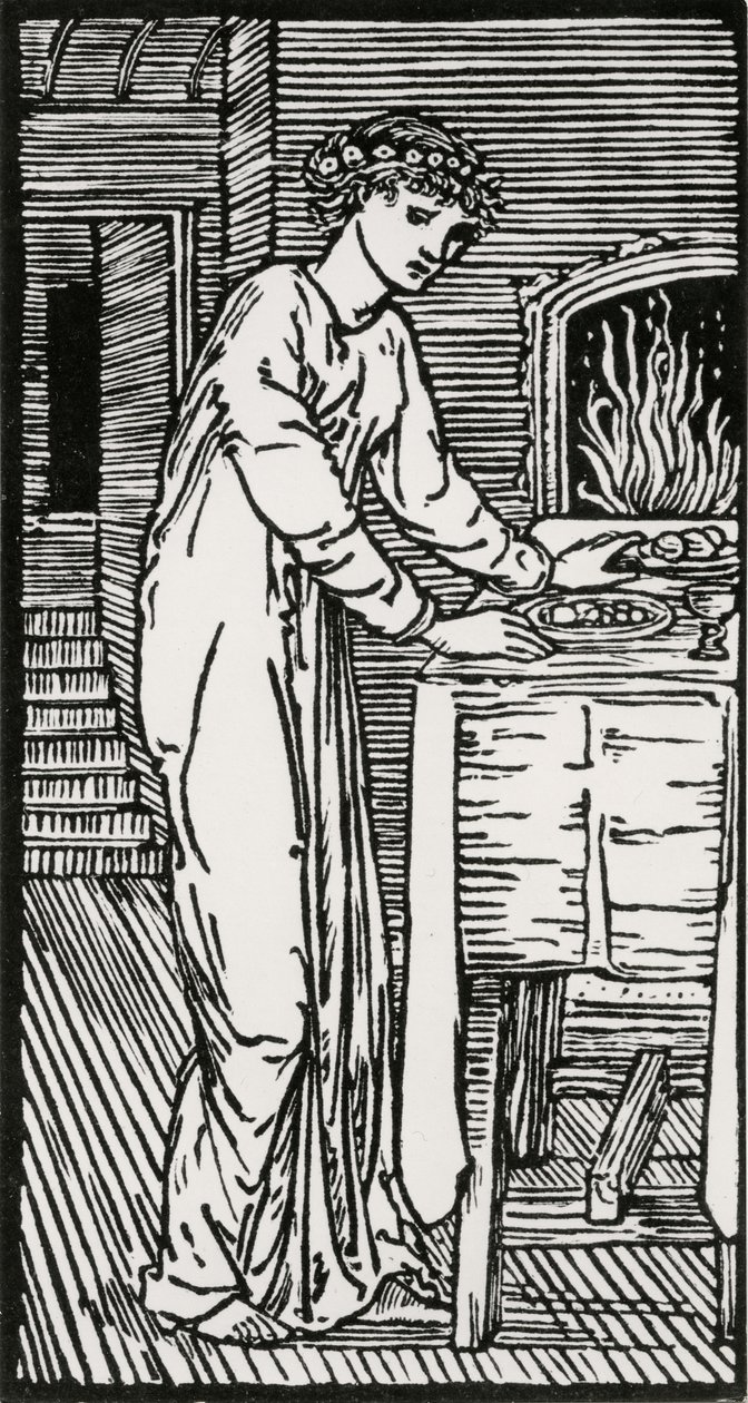Psiche al tavolo da Edward Coley (after) Burne Jones
