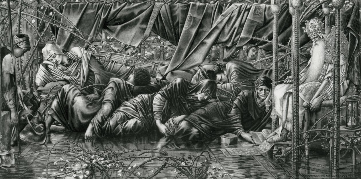 La Sala del Consiglio, dalla Serie La Rosa di Rovi da Edward Coley (after) Burne Jones