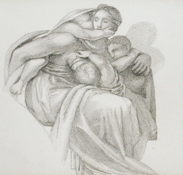 Madre e tre bambini da Edward Coley Burne Jones