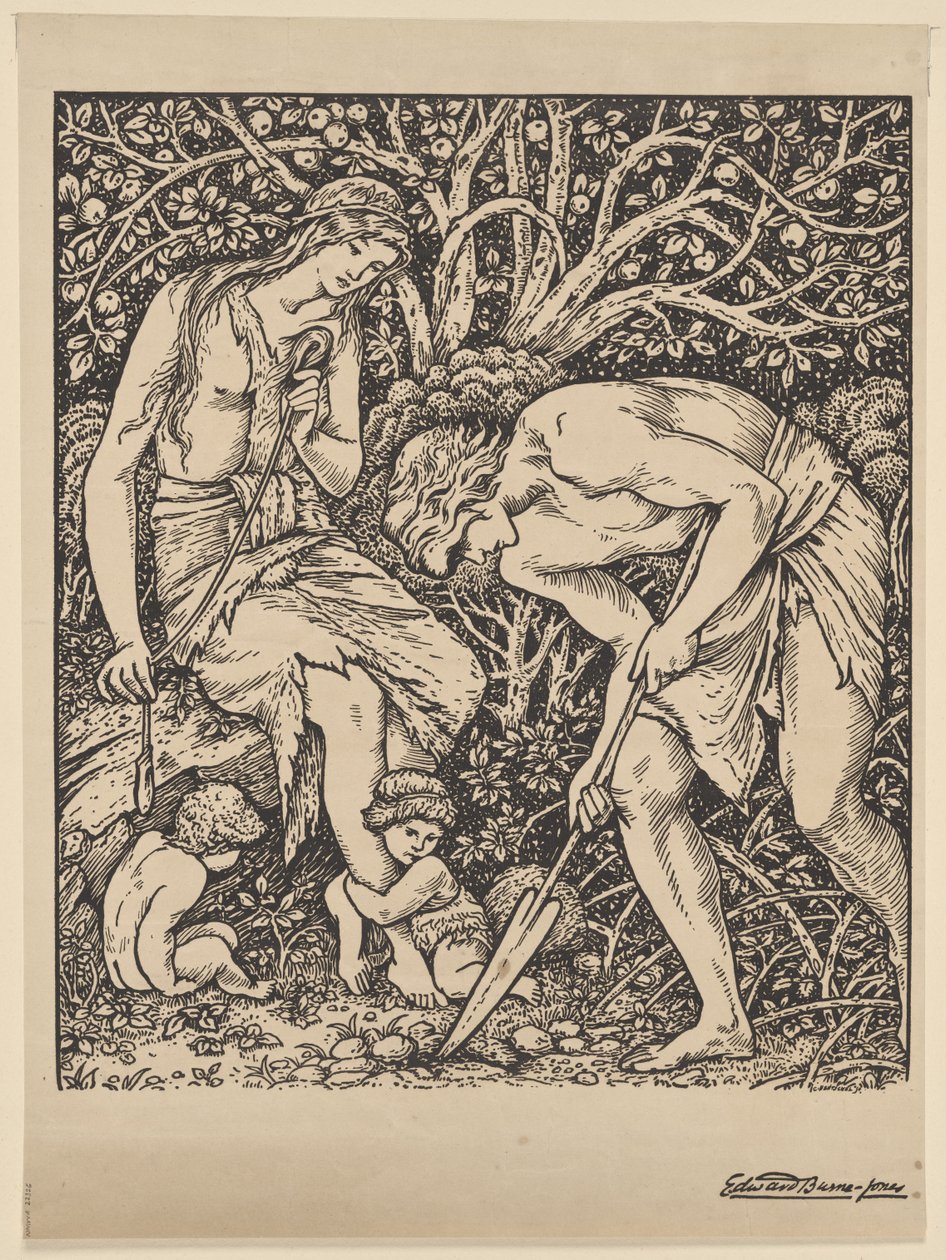 Quando Adamo scavava ed Eva spaziava (xilografia su carta) da Edward Coley Burne-Jones