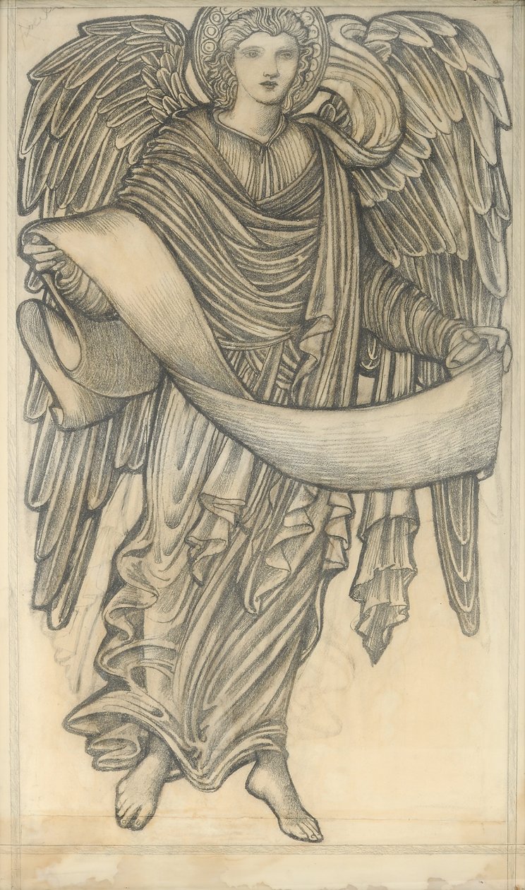 Angelo con pergamena - figura numero otto, 1880 da Edward Burne Jones