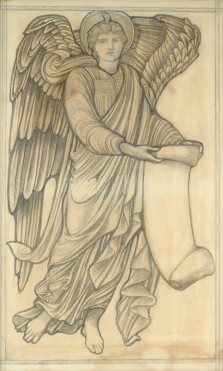 Angelo con pergamena - figura numero sei, 1880 da Edward Burne Jones