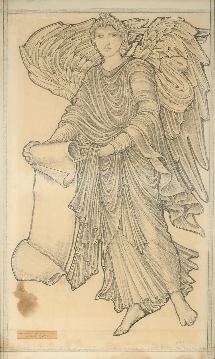 Angelo con pergamena - figura numero dieci, 1880 da Edward Burne Jones