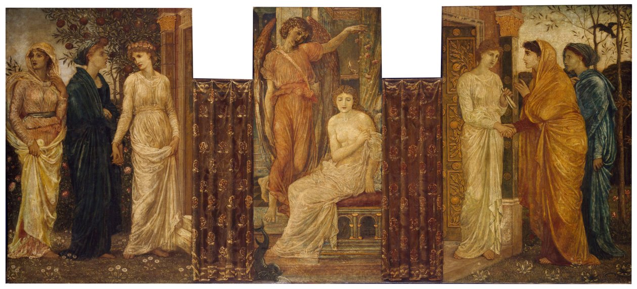 Cupido e Psiche - Murali di Palace Green - Le Sorelle di Psiche la visitano a Casa di Cupido da Edward Burne Jones