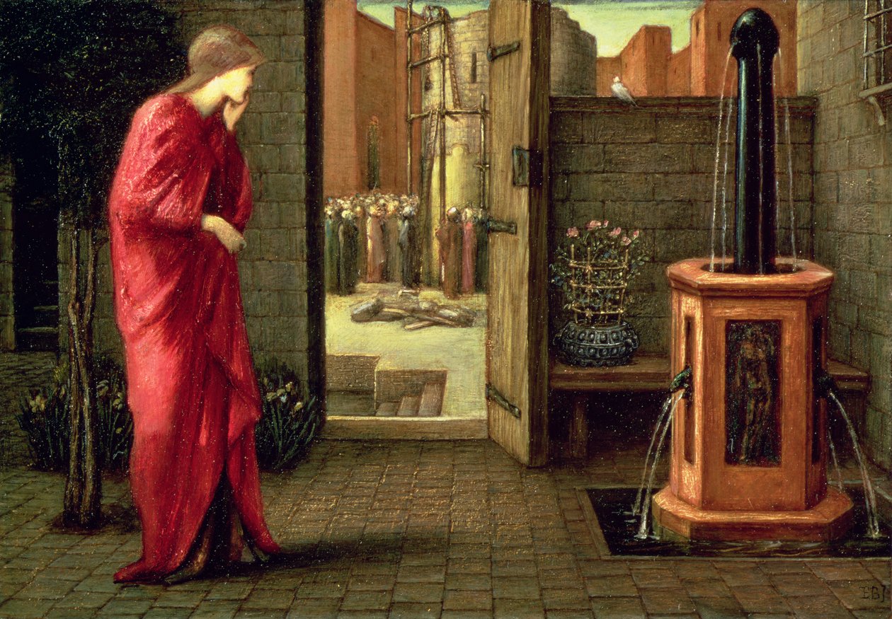 Danae osserva la costruzione della torre di bronzo da Edward Burne-Jones