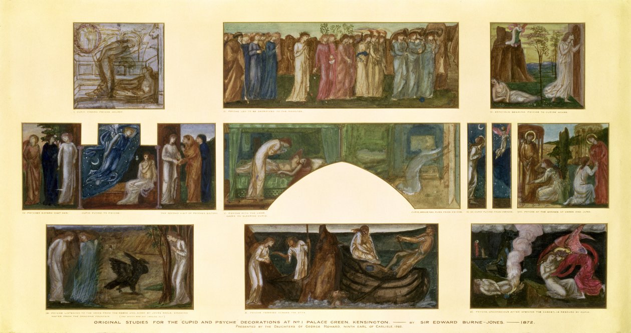 Progetti per le decorazioni di "Cupido e Psiche" a No.1 Palace Green, Kensington, 1872 da Edward Burne Jones