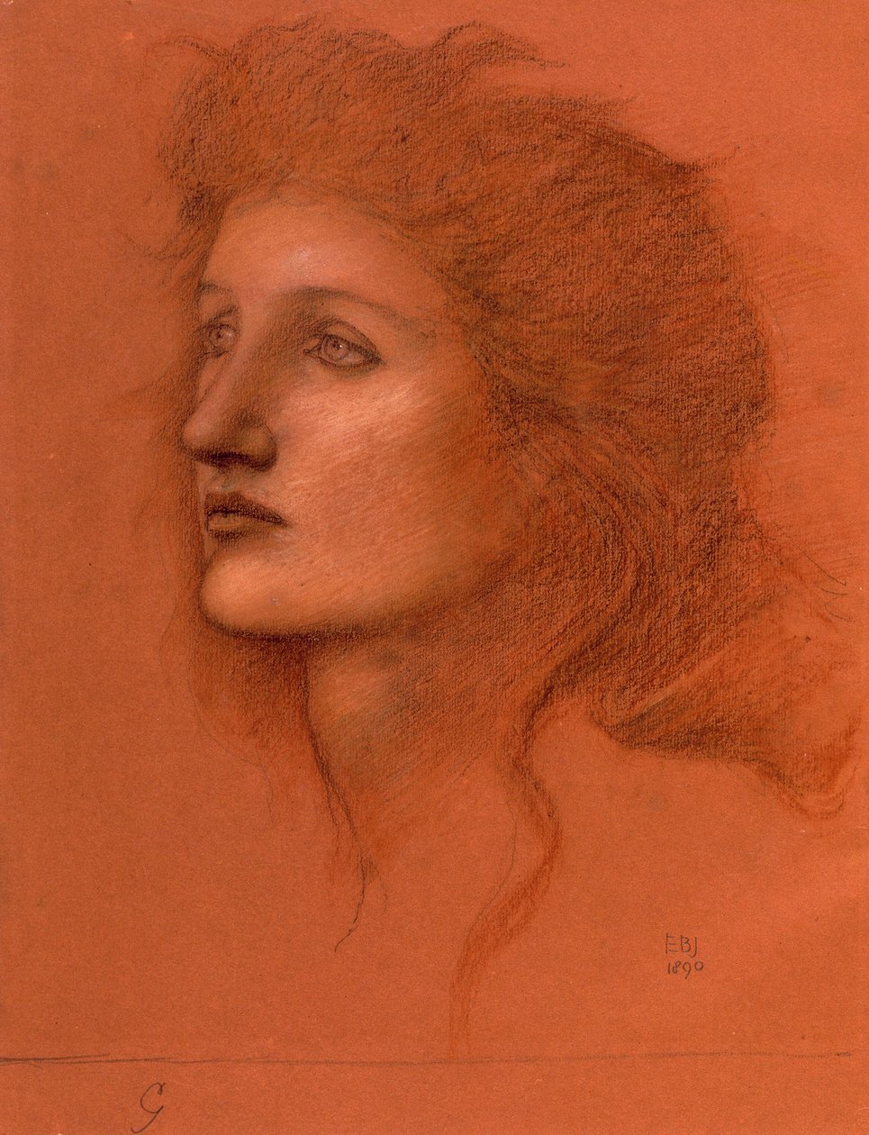 Testa femminile, 1890 da Edward Burne Jones
