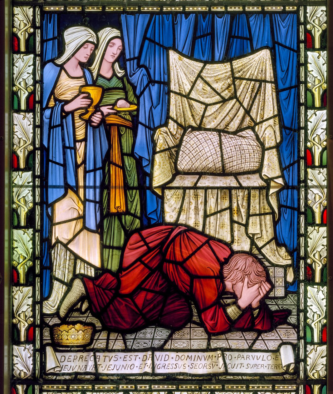 Re Davide piange e prega per la vita del suo bambino malato, e poi accetta con fortezza la morte del bambino, c.1896 da Edward Burne Jones
