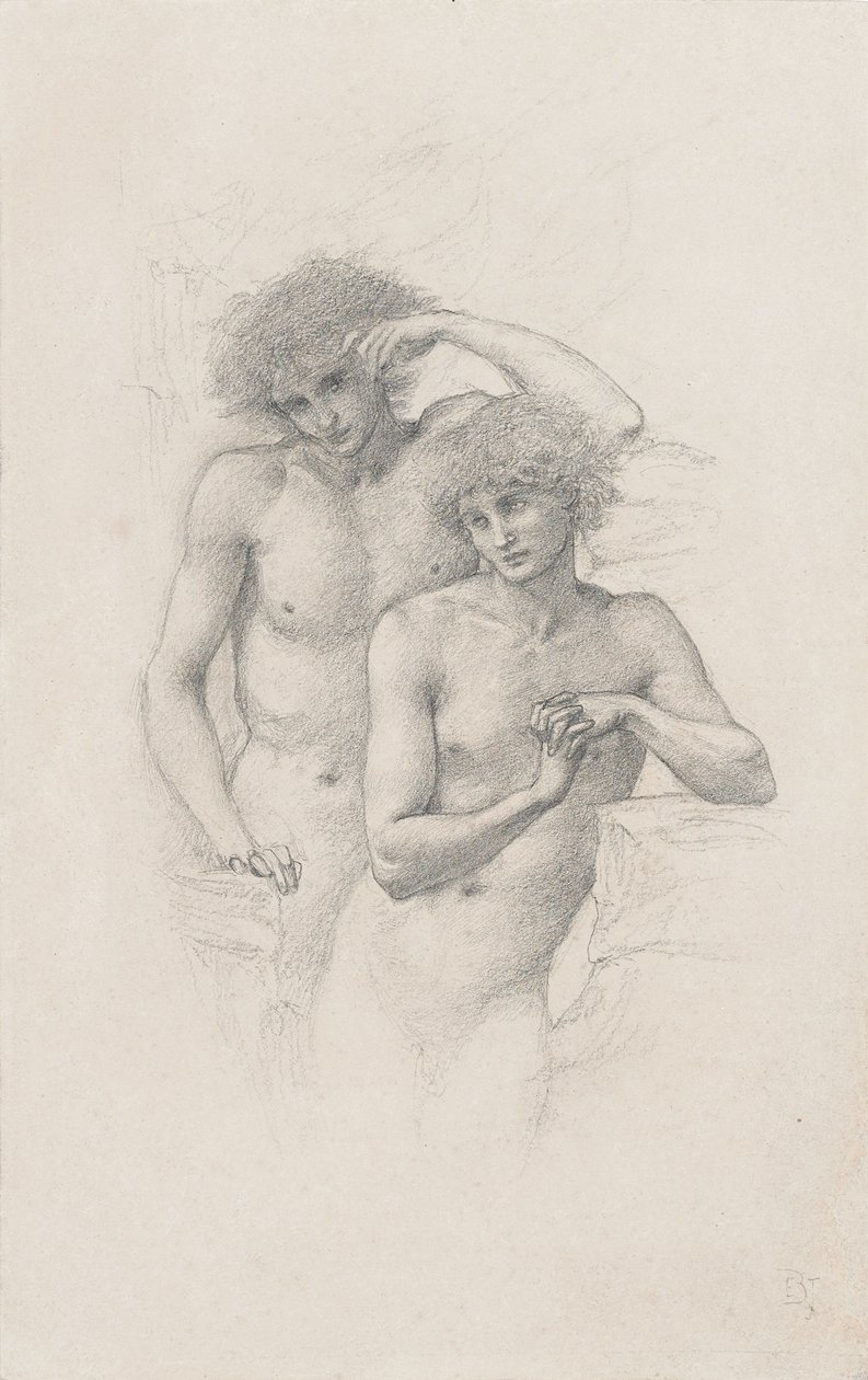 Studio di due nudi maschili per "Arthur in Avalon", c. 1885 da Edward Burne Jones