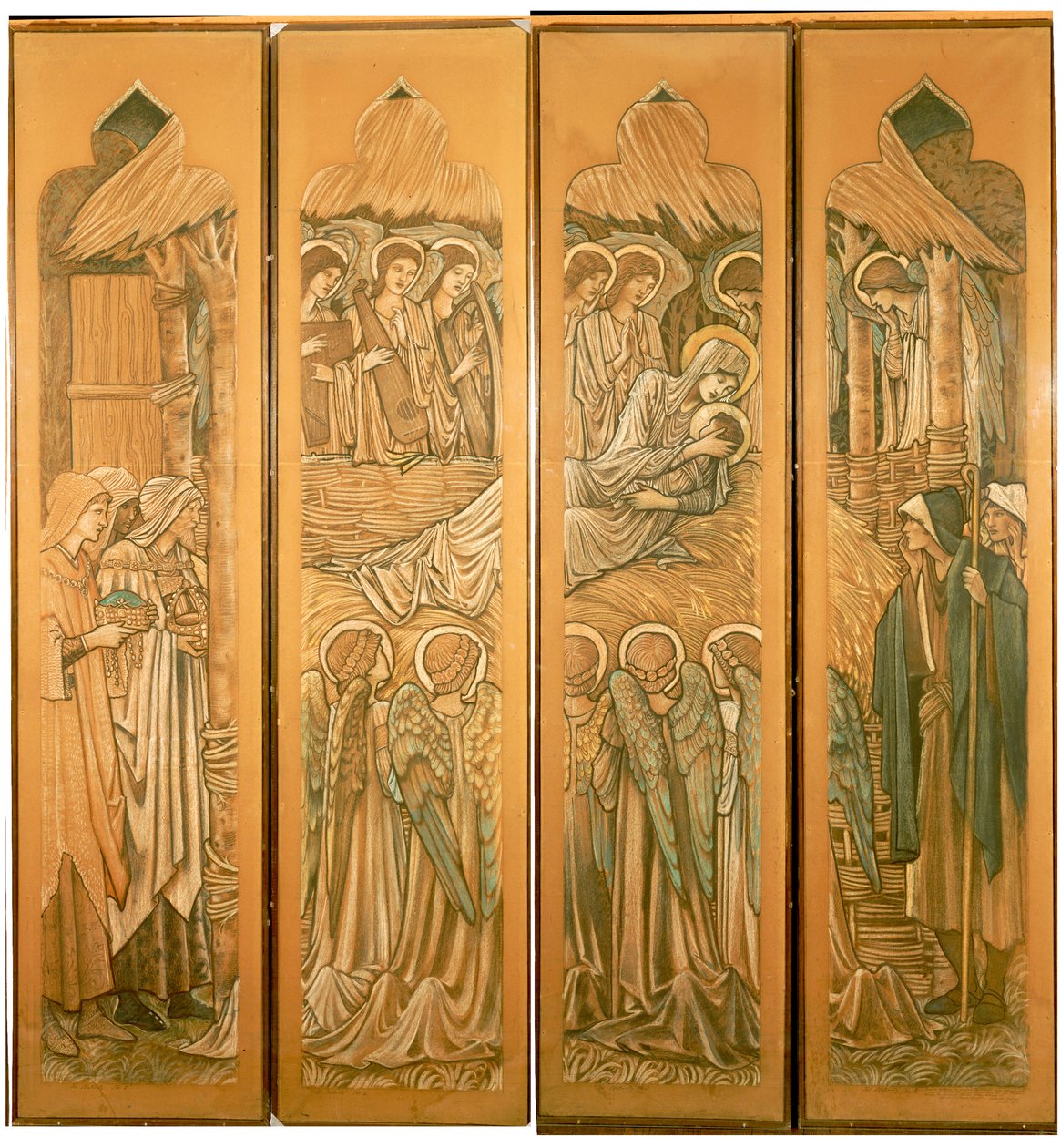 La Natività, cartoni per la vetrata della chiesa di St. Deiniol, Hawarden, 1897 da Edward Burne Jones