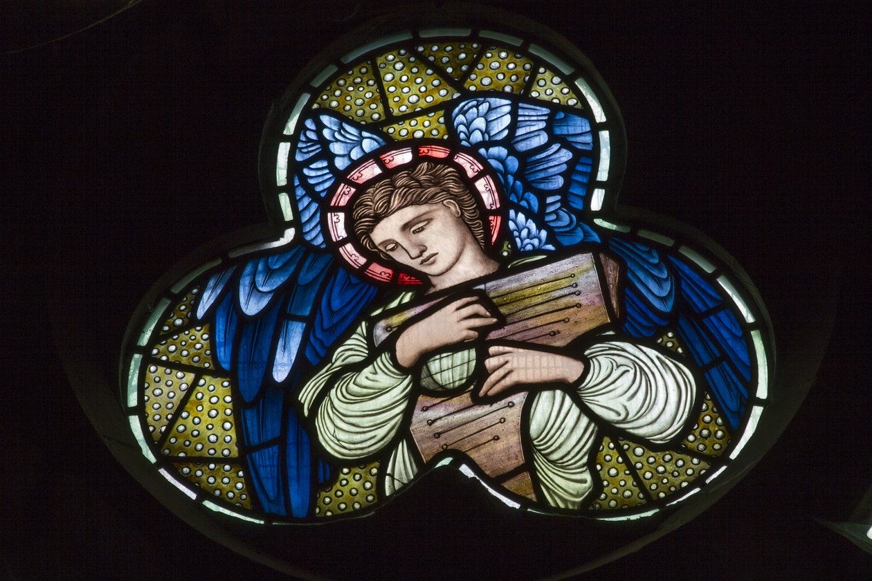 Wilden, Tutti i Santi, Morris & Co., Edward Burne-Jones, John Henry Dearle (1859-1932), Angeli con Dulcimer, Musicisti Angeli da Edward Coley and Dearle John Henry  Burne Jones