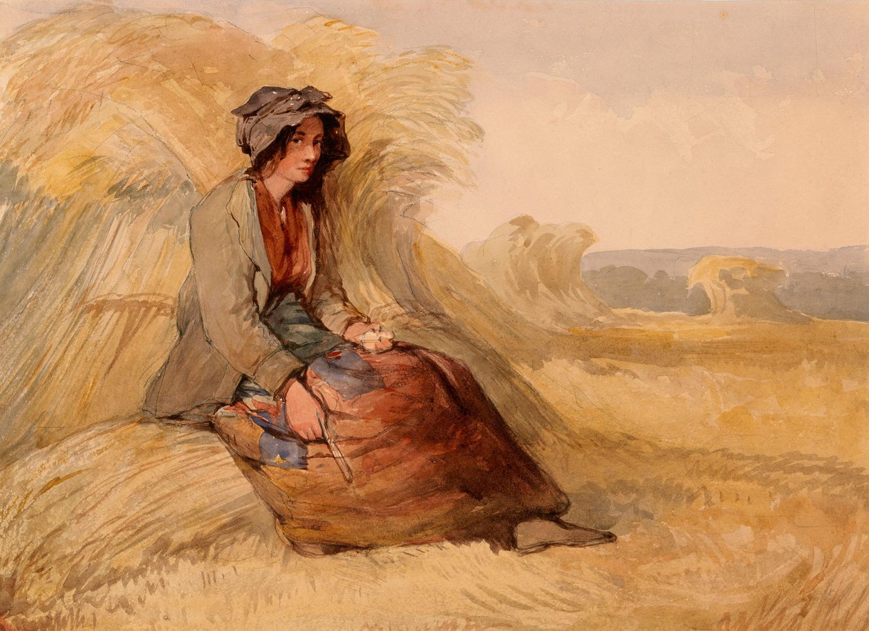 Una giovane donna che riposa in un campo di grano da Edward Duncan