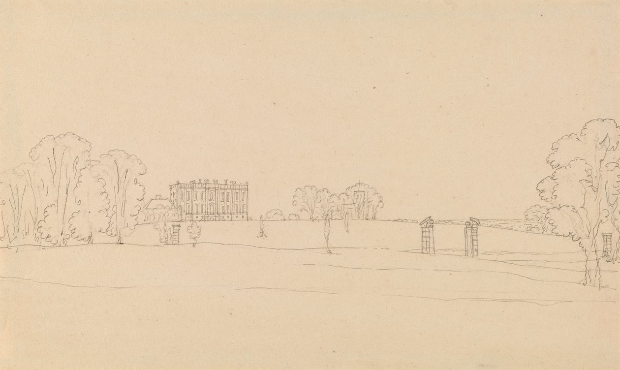 Vista distante di Easton Neston, Northants da Edward Francis Burney