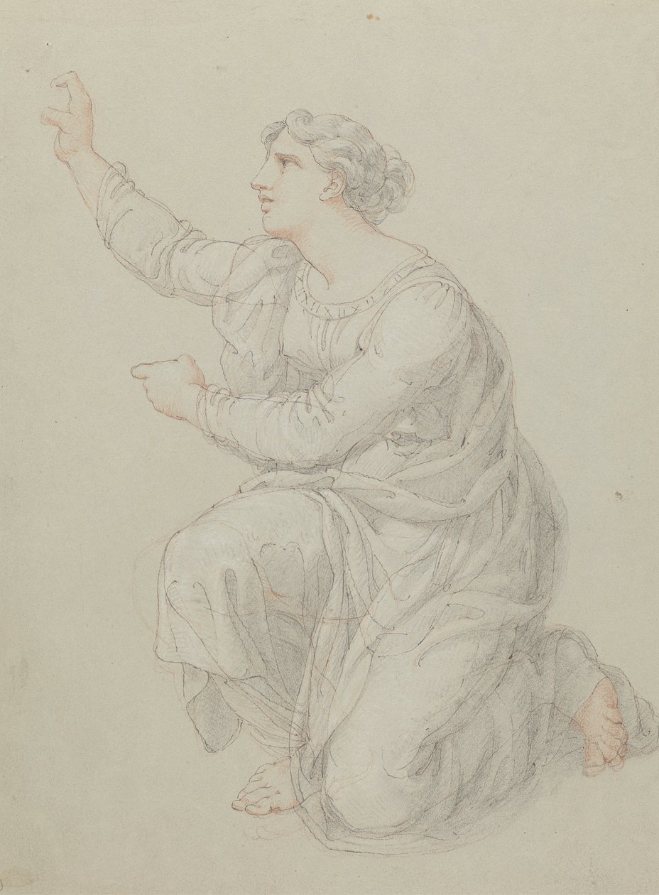 Studio per la figura inginocchiata di Priscilla da Edward Francis Burney