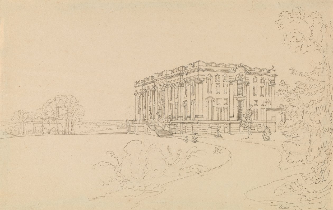Veduta di Easton Neston, Northants da Edward Francis Burney