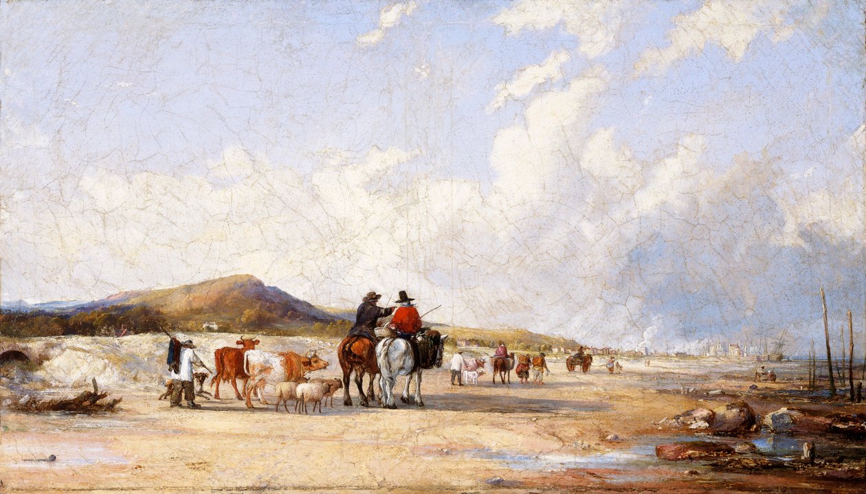 Attraversando le sabbie verso il mercato di Swansea, c1850 da Edward Francis Drew Pritchard