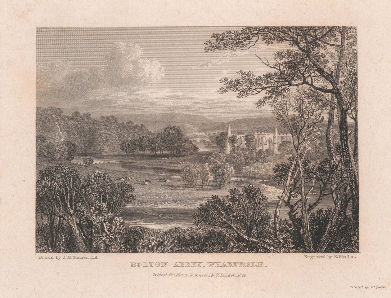 Abbazia di Bolton, Wharfdale da Edward Francis Finden