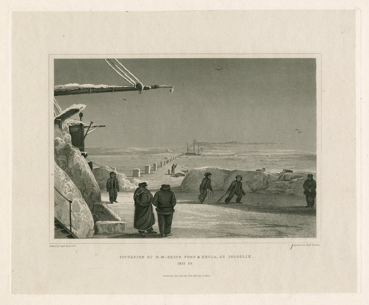 Situazione delle navi di Sua Maestà Fury e Hecla, a Igloolik da Edward Francis Finden