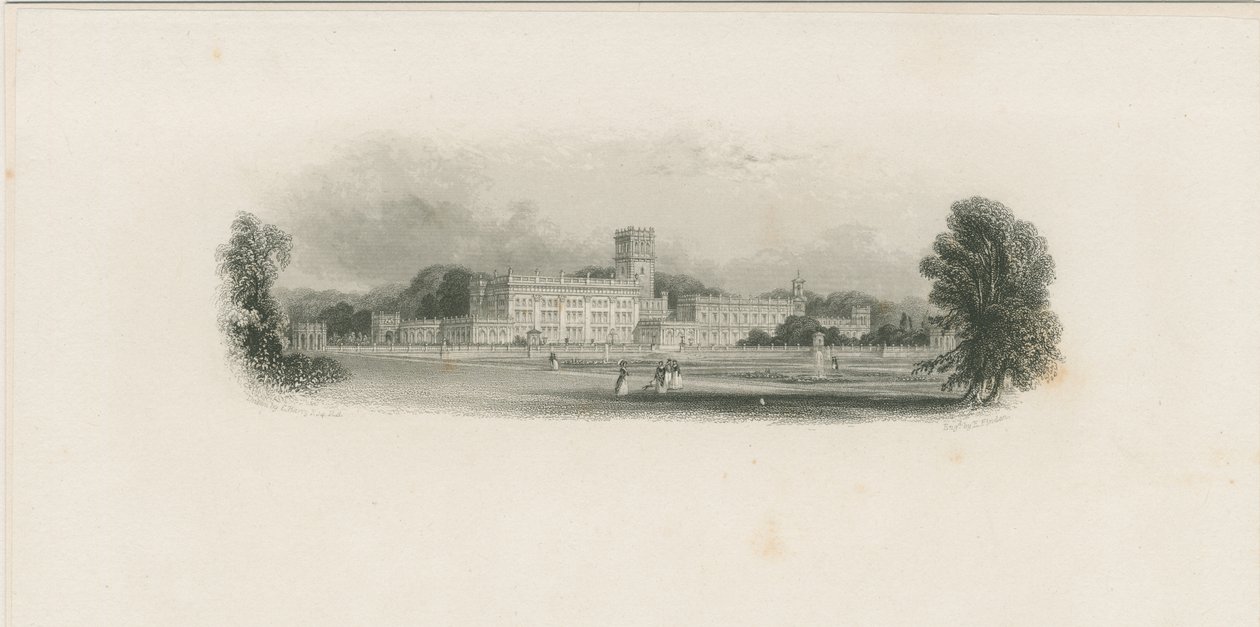 Trentham Hall (incisione su acciaio) da Edward Francis Finden