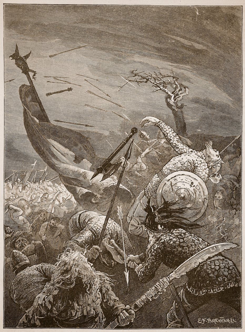 Morte di Harold nella battaglia di Hastings, illustrazione da 
