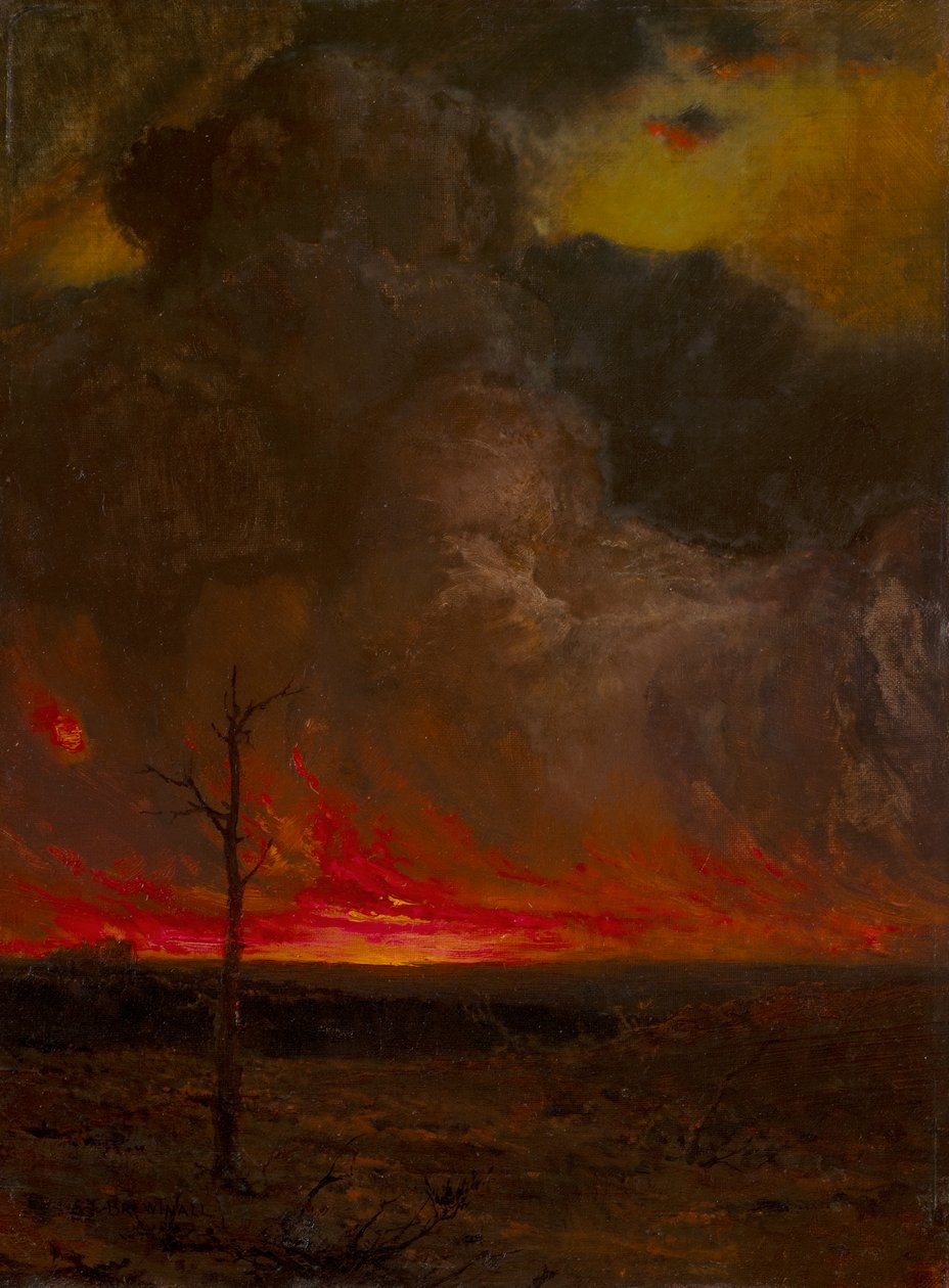 Il tumulto delle nuvole, il feroce fuoco fuso del sole (olio su tela) da Edward Frederick Brewtnall