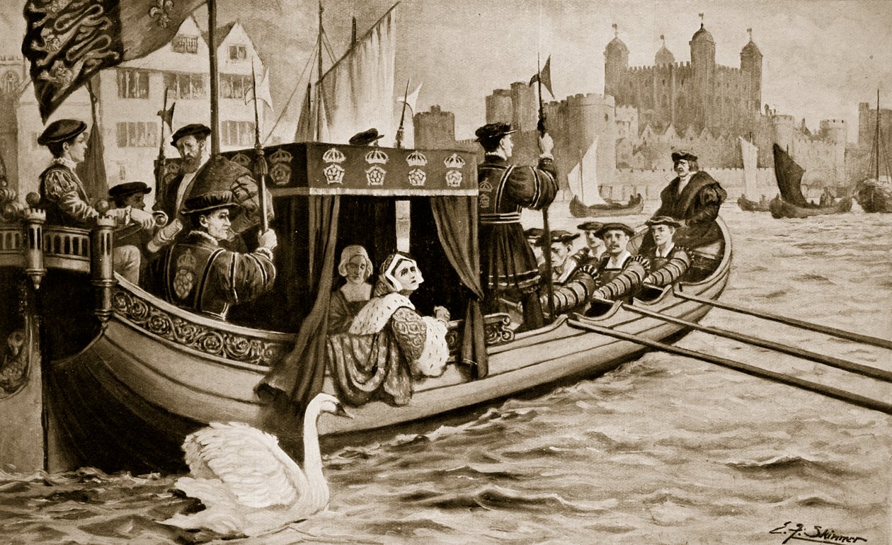 Catherine Howard viene condotta alla torre, illustrazione da 