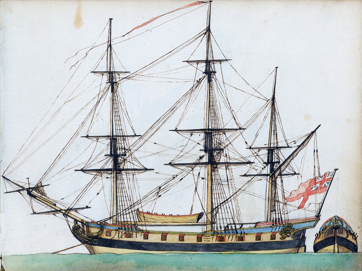 Nave britannica di 20 cannoni, che mostra l