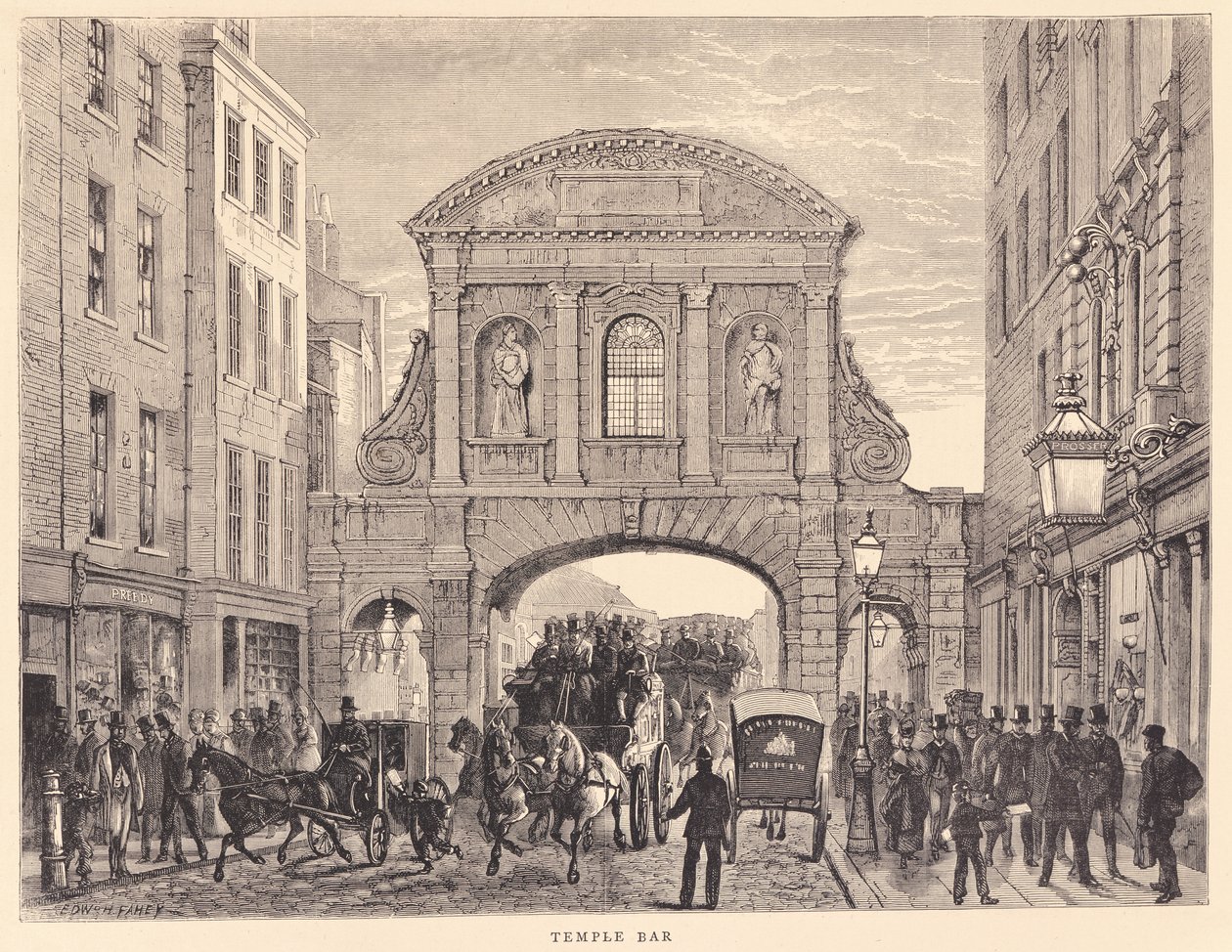 Temple Bar in Fleet Street, c.1870 da Edward Henry Fahey
