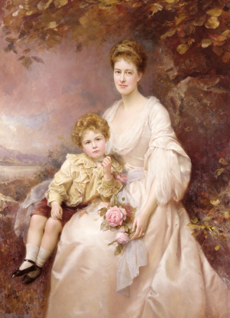 Ritratto di Laura Gwendolen Gascoigne e suo figlio Alvary da Edward Hughes