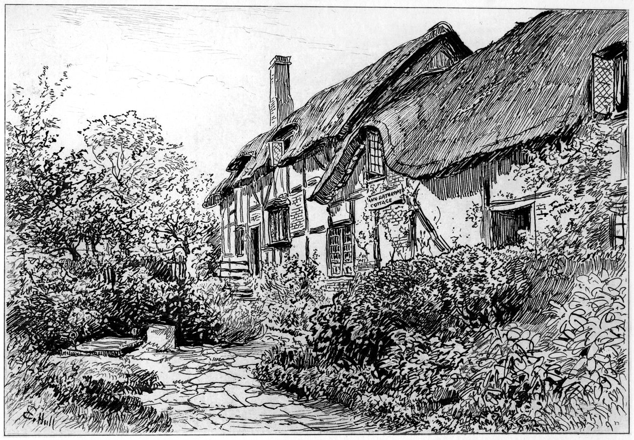 Cottage di Anne Hathaway a Shottery, Stratford-upon-Avon, Warwickshire, 1885 da Edward Hull