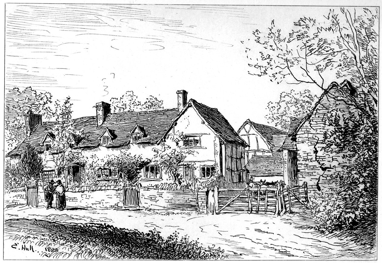 Cottage di Mary Arden a Wilmcote, Warwickshire, 1885 da Edward Hull