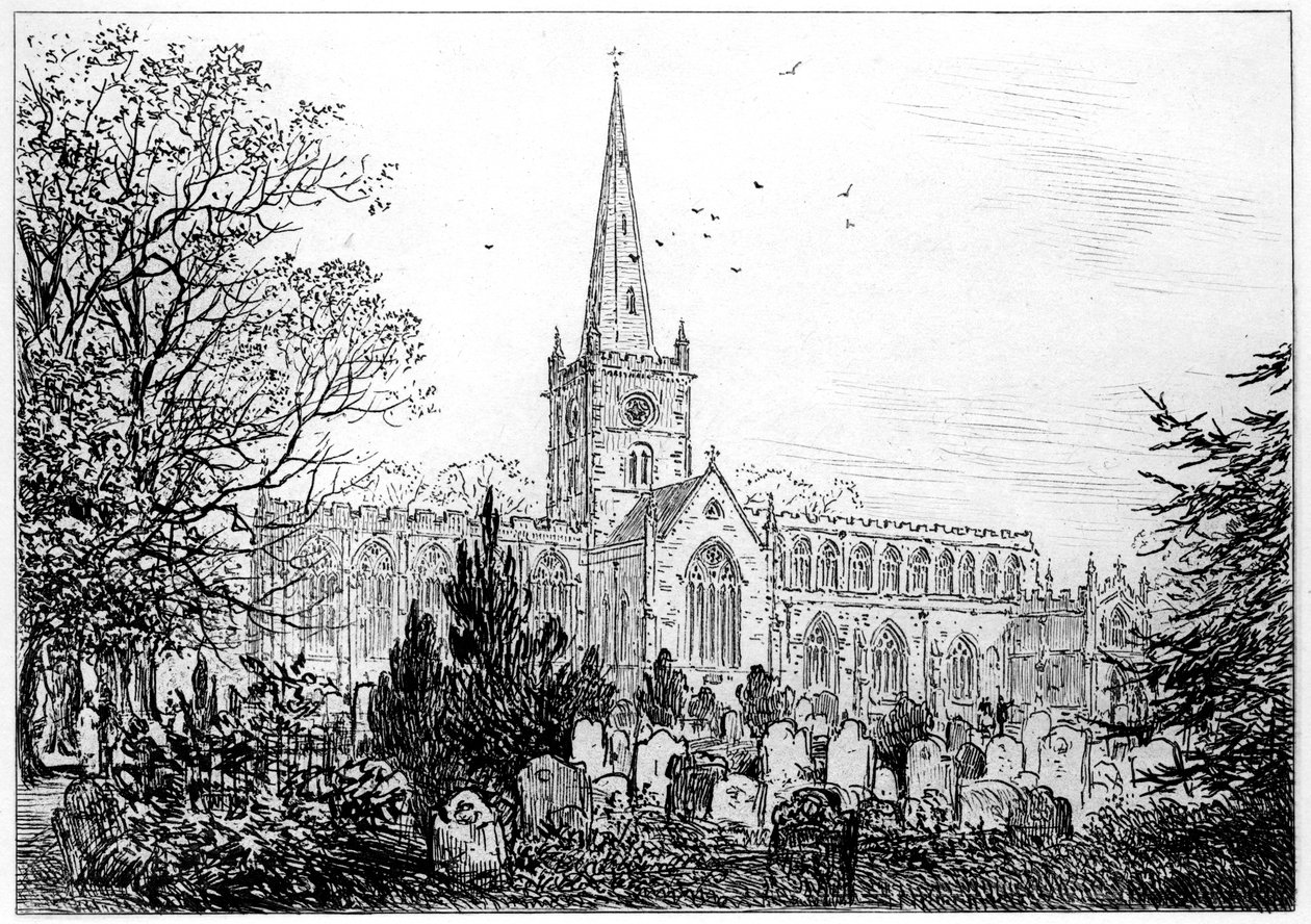 Chiesa di Stratford vista da nord, Stratford-upon-Avon, Warwickshire, 1885 da Edward Hull