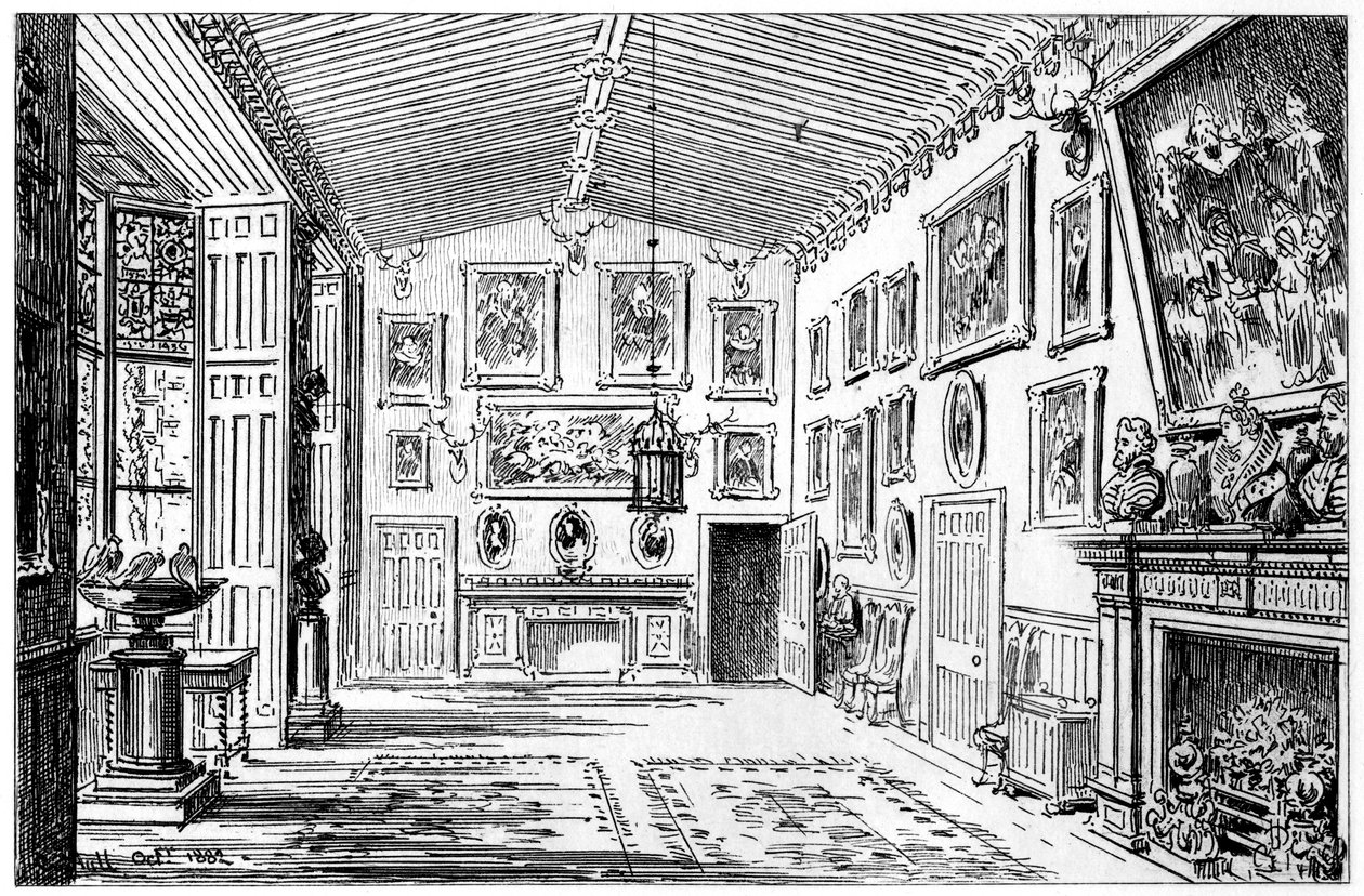 La grande sala di Charlecote Park, Warwickshire, 1885 da Edward Hull
