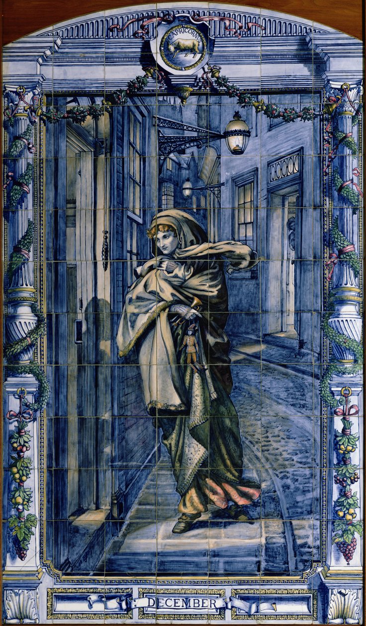 Dicembre, da una serie di pannelli di piastrelle per la Cucina Olandese, 1867-8 da Edward John Poynter