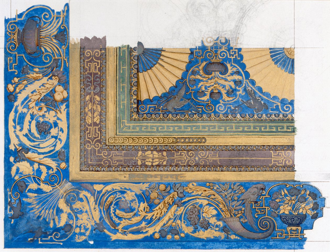 Design per il soffitto centrale della sala da biliardo a Wortley Hall da Edward John Poynter