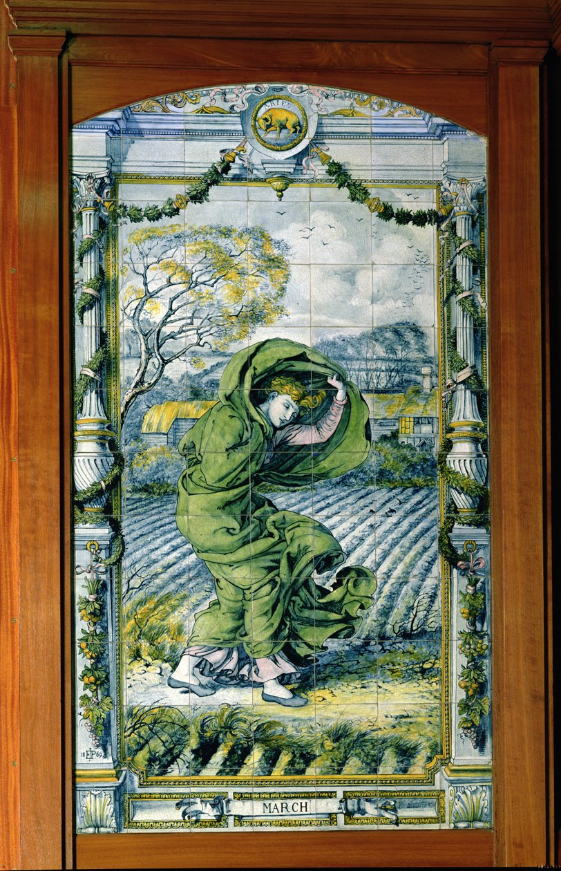 Marzo, da una serie di pannelli di piastrelle per la Cucina Olandese, 1867-8 da Edward John Poynter