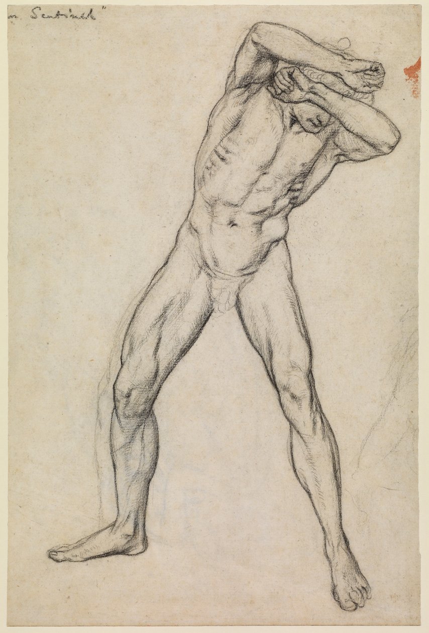 Studio di un nudo maschile per "Fedele fino alla morte", recto, c.1865 da Edward John Poynter