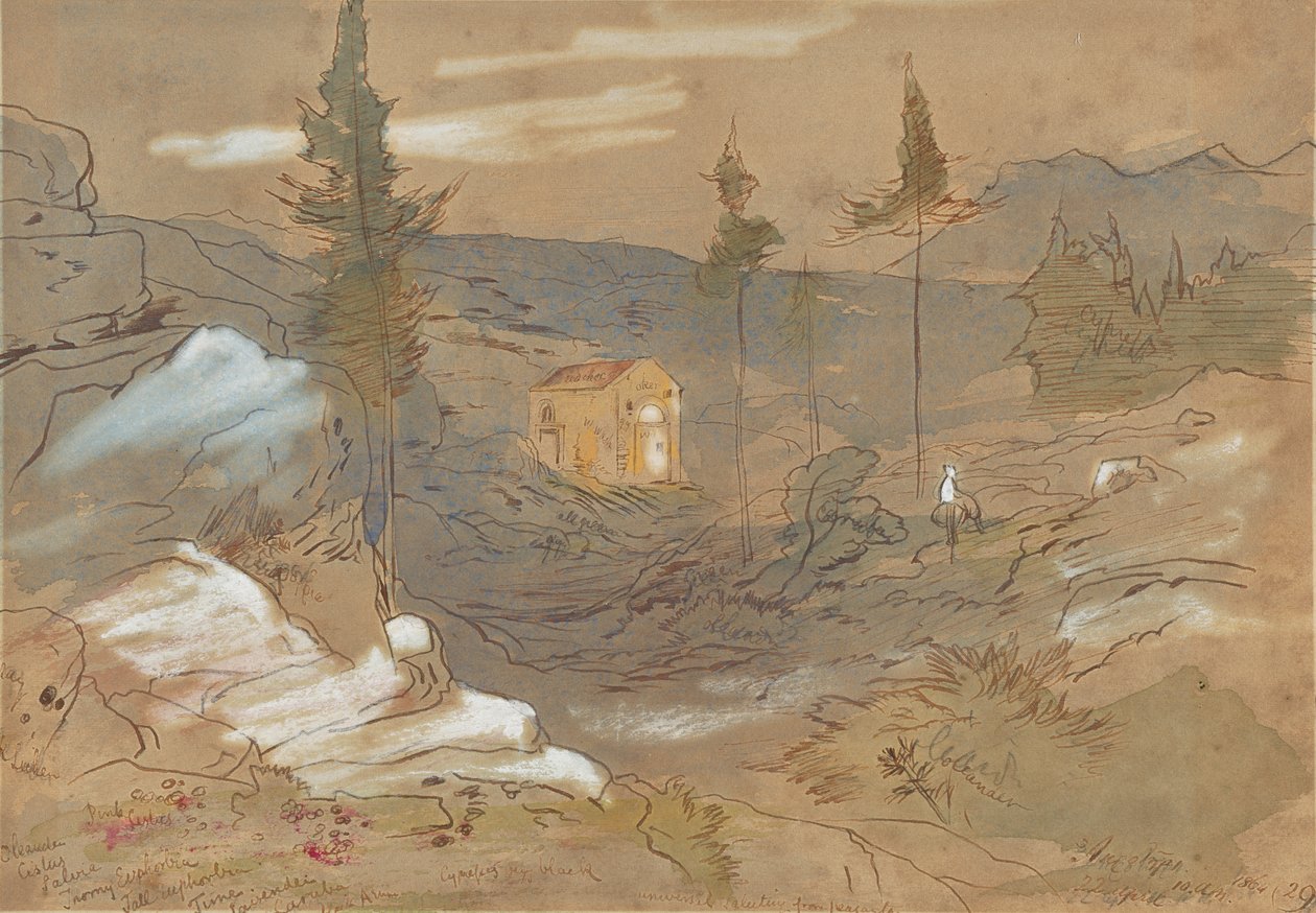 Un santuario nei pressi di Chania, a Creta, in Grecia da Edward Lear