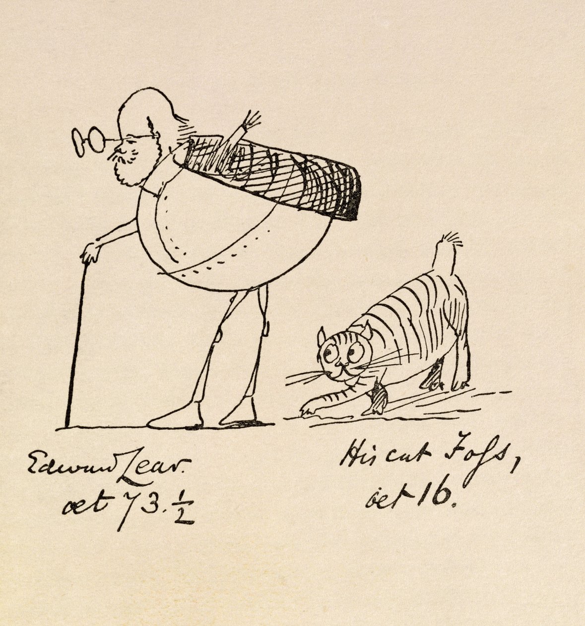 Edward Lear di 73 anni e mezzo e il suo gatto Foss di 16 anni da Edward Lear