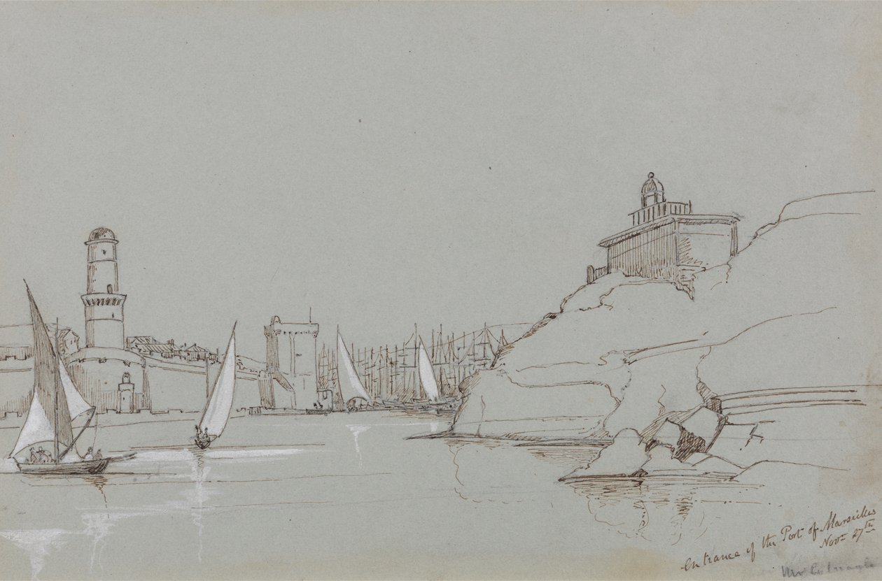 Ingresso al porto di Marsiglia da Edward Lear
