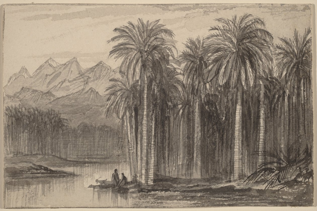 Figure che partono in canoa da un palmeto (Wadi Feiran) da Edward Lear