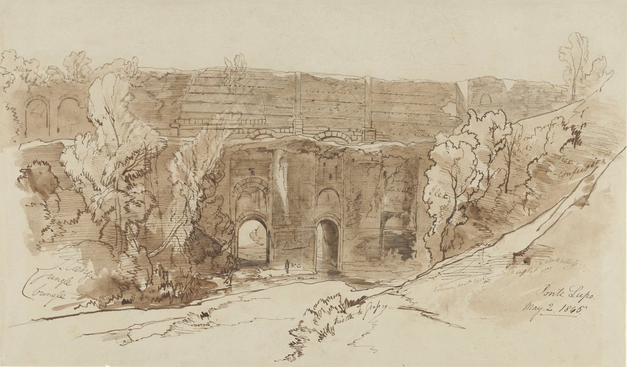 Veduta del Ponte Lupo (vicino a Tivoli) da Edward Lear