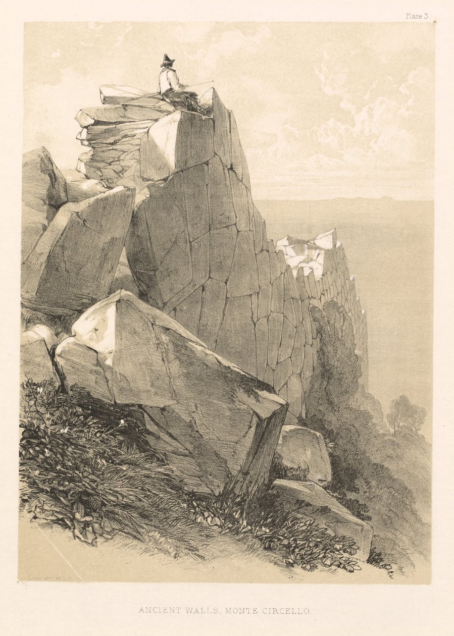 Escursione illustrata in Italia (vol. II): Antiche mura, Monte Circello da Edward Lear