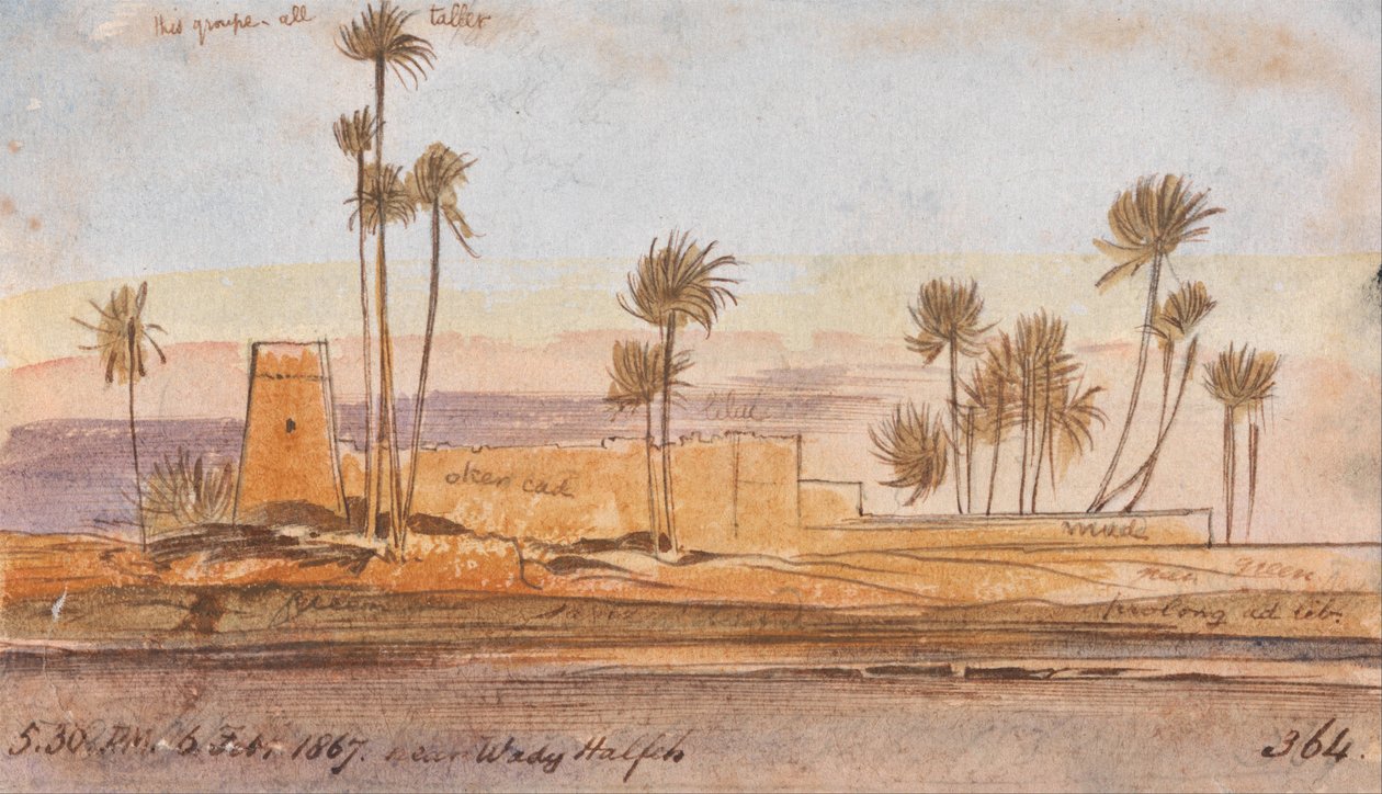 Vicino a Wady Halfeh da Edward Lear