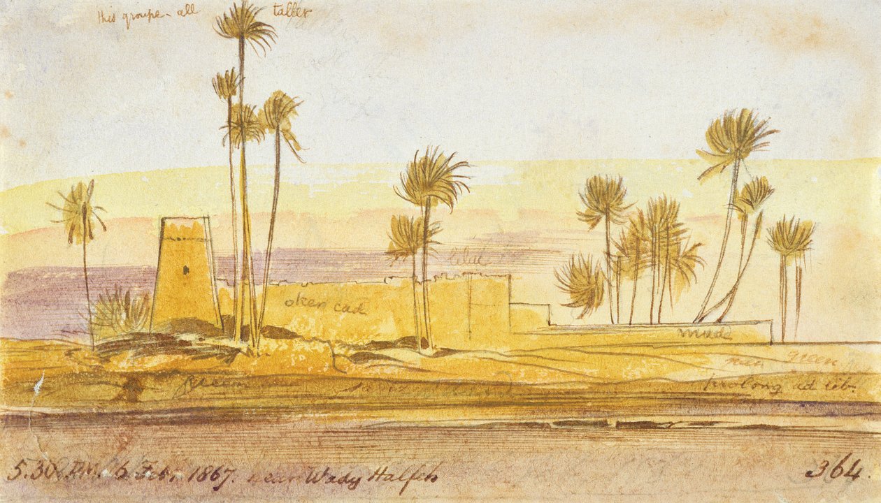 Vicino a Wady Halfeh, 5:30pm, 6 febbraio 1867 da Edward Lear