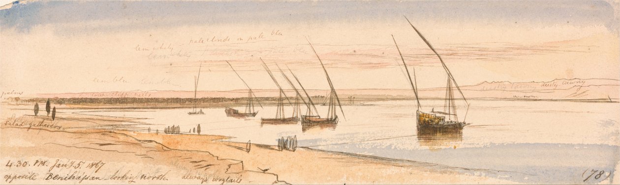 Di fronte a Beni Hassan, guardando verso nord da Edward Lear