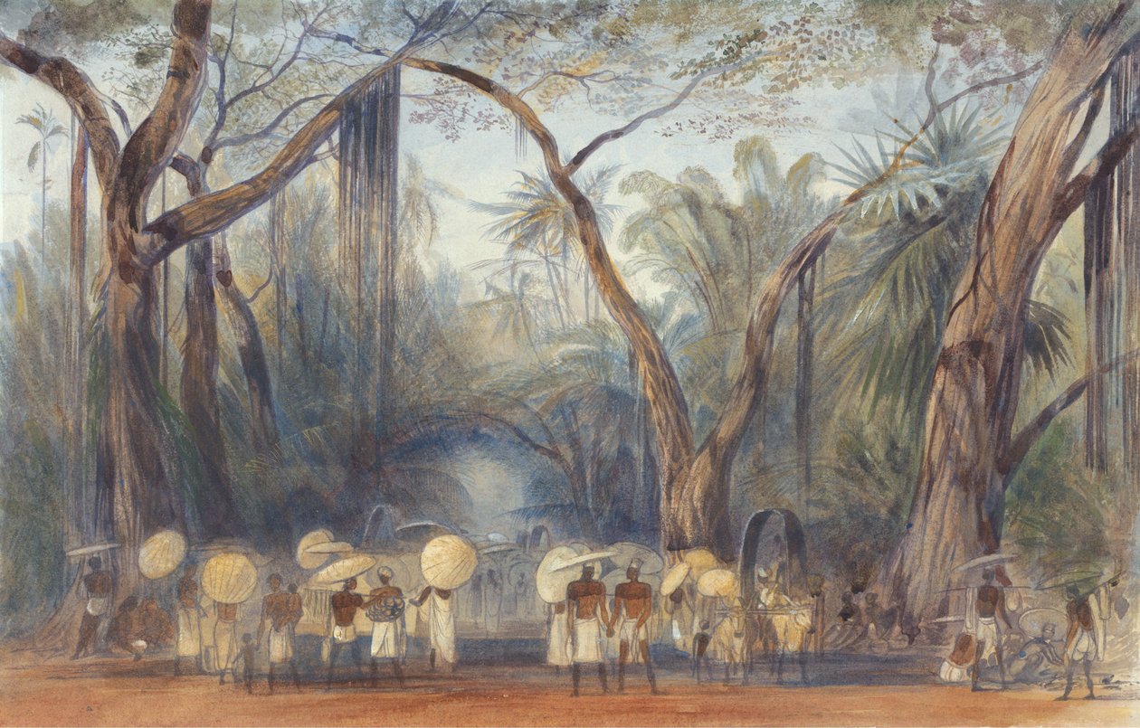Persone lungo la strada nei pressi di Kalicut, Malabar da Edward Lear